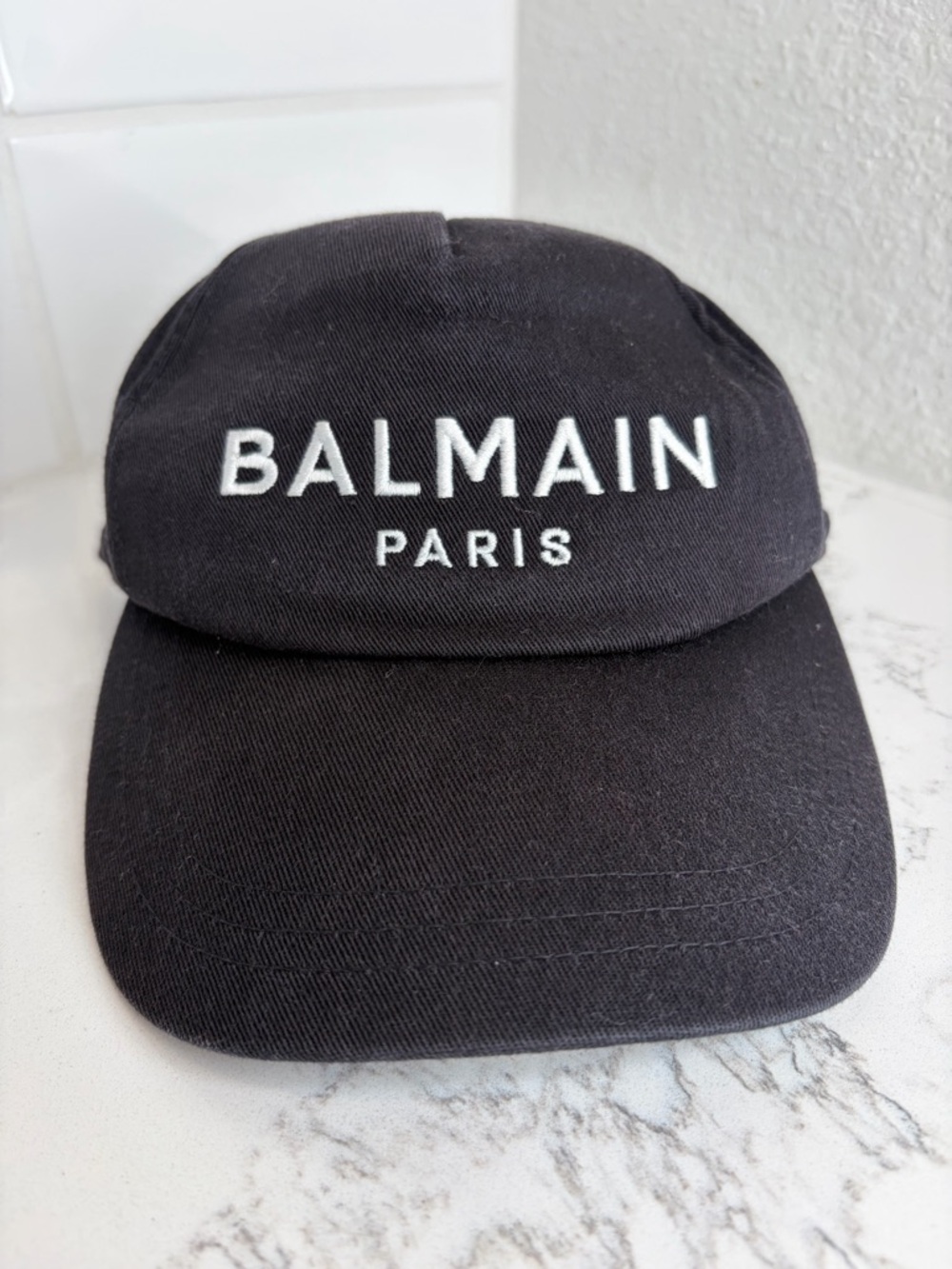 Balmain Paris Black Logo Baseball Cap Adjustable Strap Hat
